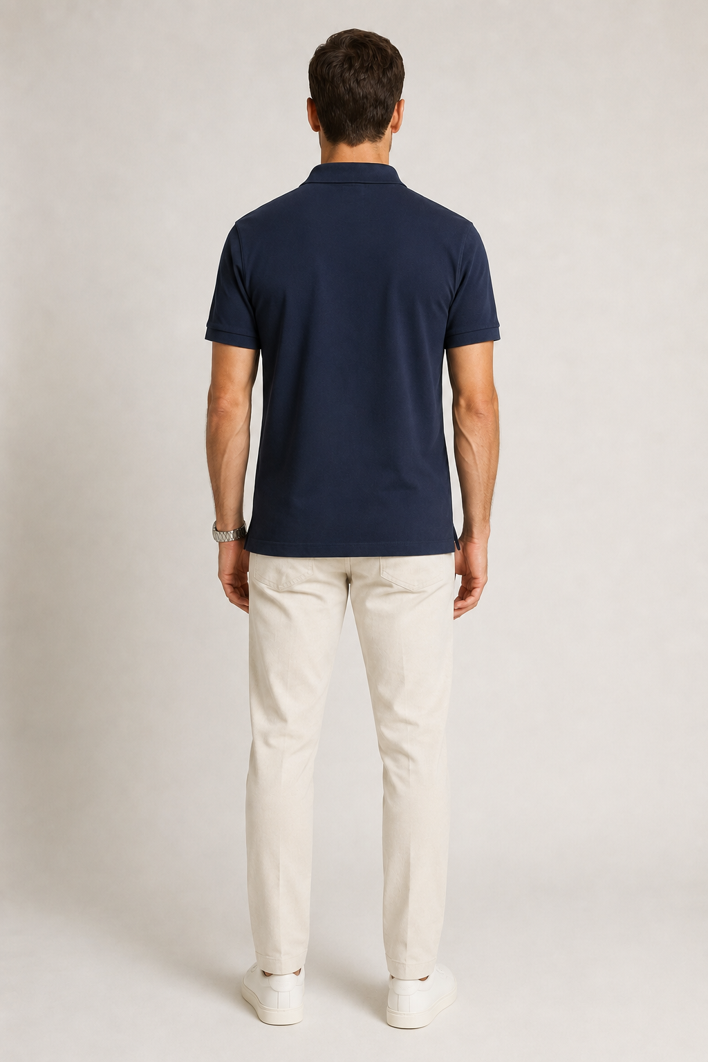 Polo Structured Crest Azul Eclipse — modelo de costas