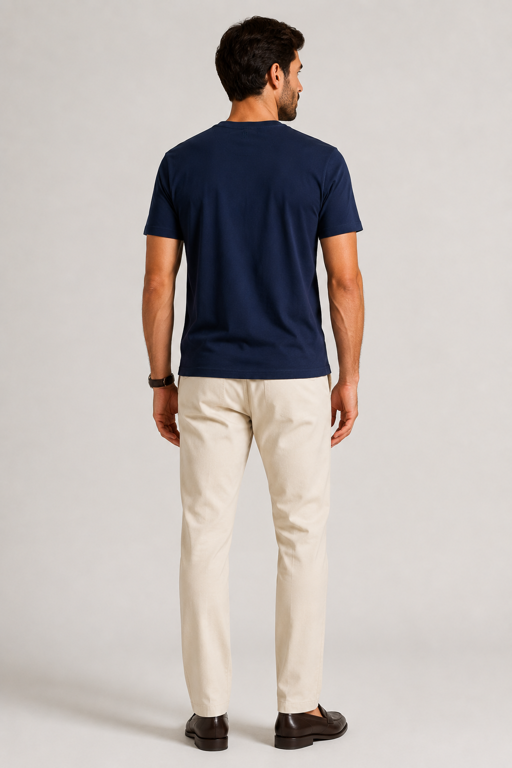 Structured T-Shirt Signature Azul Eclipse — modelo de costas