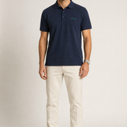 Polo Structured Crest Azul Eclipse — vista frontal aproximada