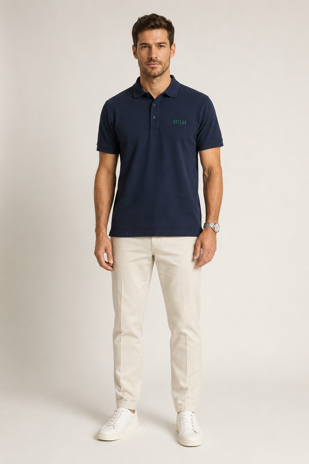 Polo Structured Crest Azul Eclipse — vista frontal aproximada