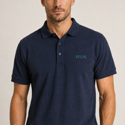 Polo Structured Crest Azul Eclipse — retrato do modelo