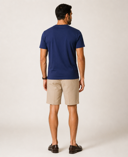 Structured T-Shirt — Crest Azul Eclipse — modelo de costas