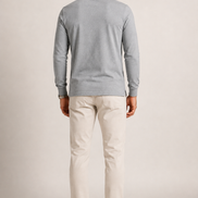 Long Sleeve Polo Crest cinzento — modelo de costas