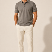 Polo Structured Crest cinzento — modelo de frente