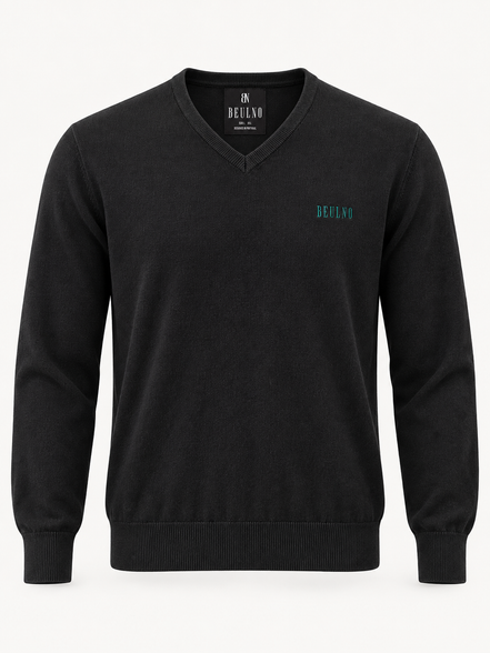 V-Neck Knit — Crest preto — produto de frente