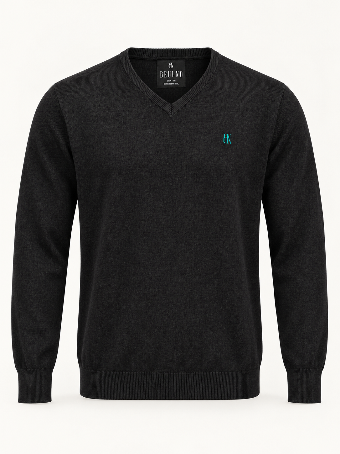 V-Neck Knit — Signature preto — produto de frente