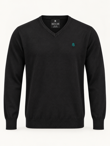 V-Neck Knit — Signature preto — produto de frente
