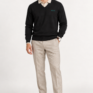 V-Neck Knit — Crest preto — modelo, vista frontal aproximada