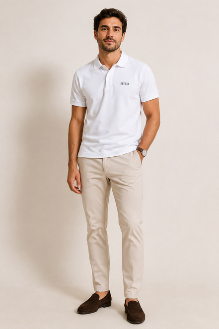 Polo Structured Crest branco — modelo de frente